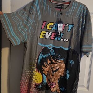 Contender Gray Graphic T-Shirt Pop Art Design Xlarge Xl New W Tags "I cant even"